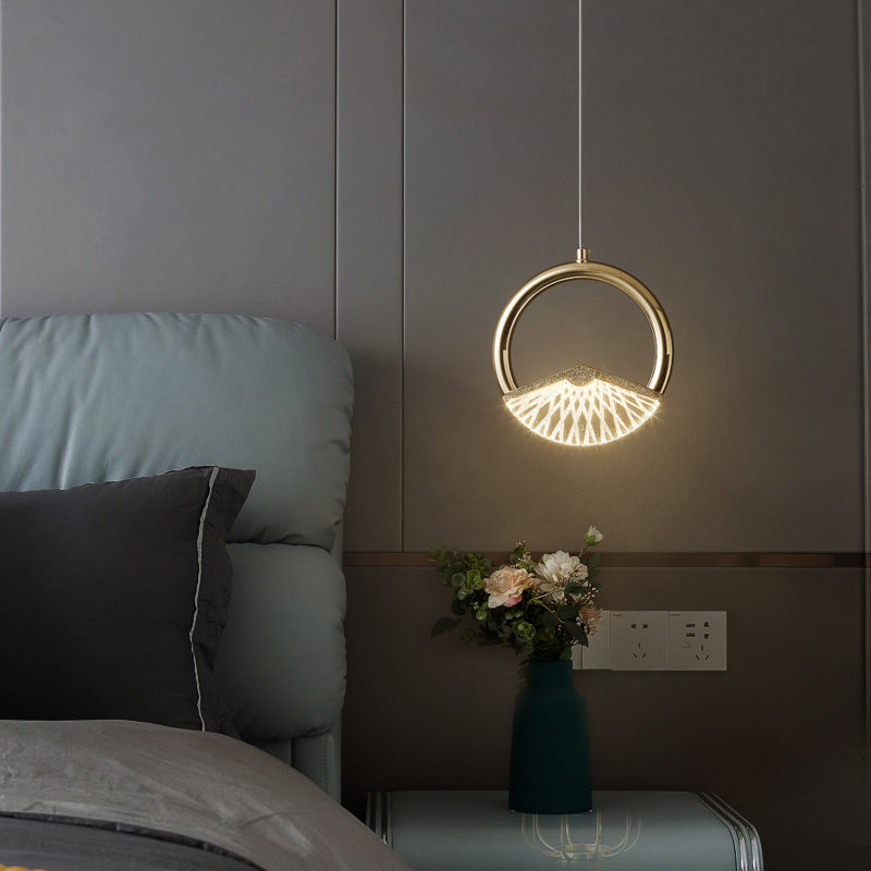Eenvoud Led Down Lighting Hanging hanglagersring Hanglamp met faux kristalschaduw
