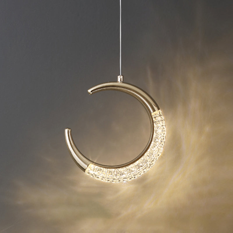 Eenvoud Led Down Lighting Hanging hanglagersring Hanglamp met faux kristalschaduw
