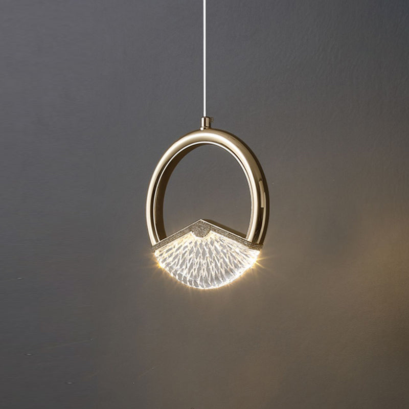 Eenvoud Led Down Lighting Hanging hanglagersring Hanglamp met faux kristalschaduw