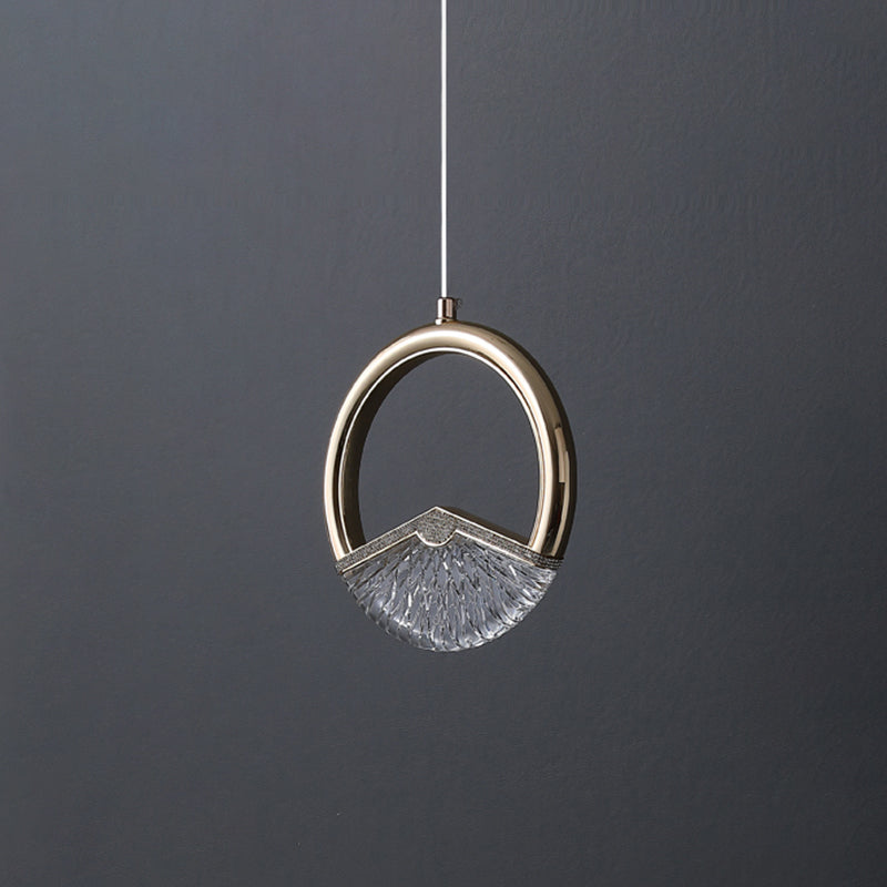 Eenvoud Led Down Lighting Hanging hanglagersring Hanglamp met faux kristalschaduw