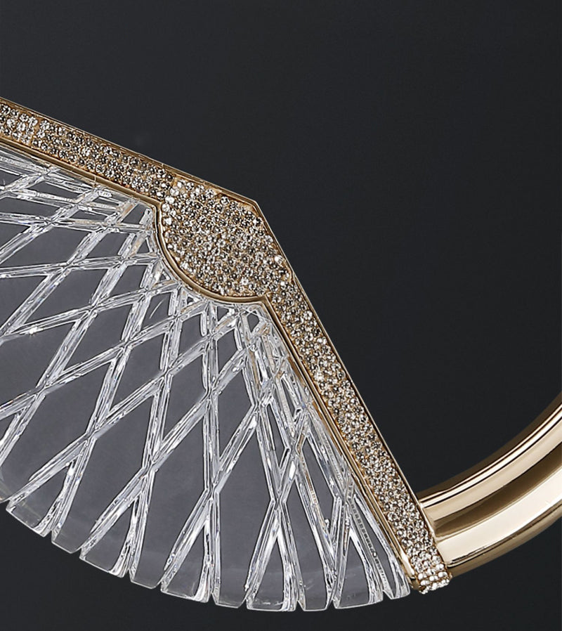 Eenvoud Led Down Lighting Hanging hanglagersring Hanglamp met faux kristalschaduw