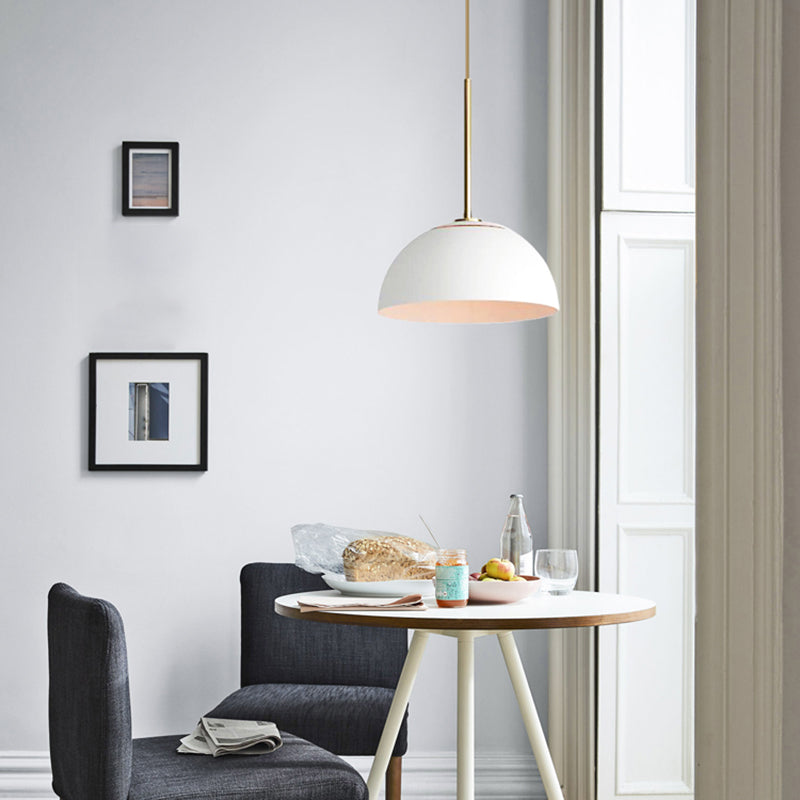 Macaron Domed Pendant Lamp Metal 1 Bulb Dining Room Suspension Light with Vent Design