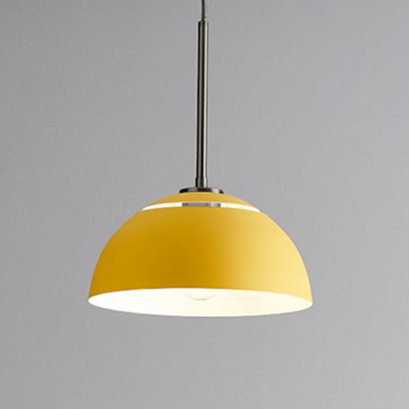 Macaron Domed Pendant Lamp Metal 1 Bulb Dining Room Suspension Light with Vent Design