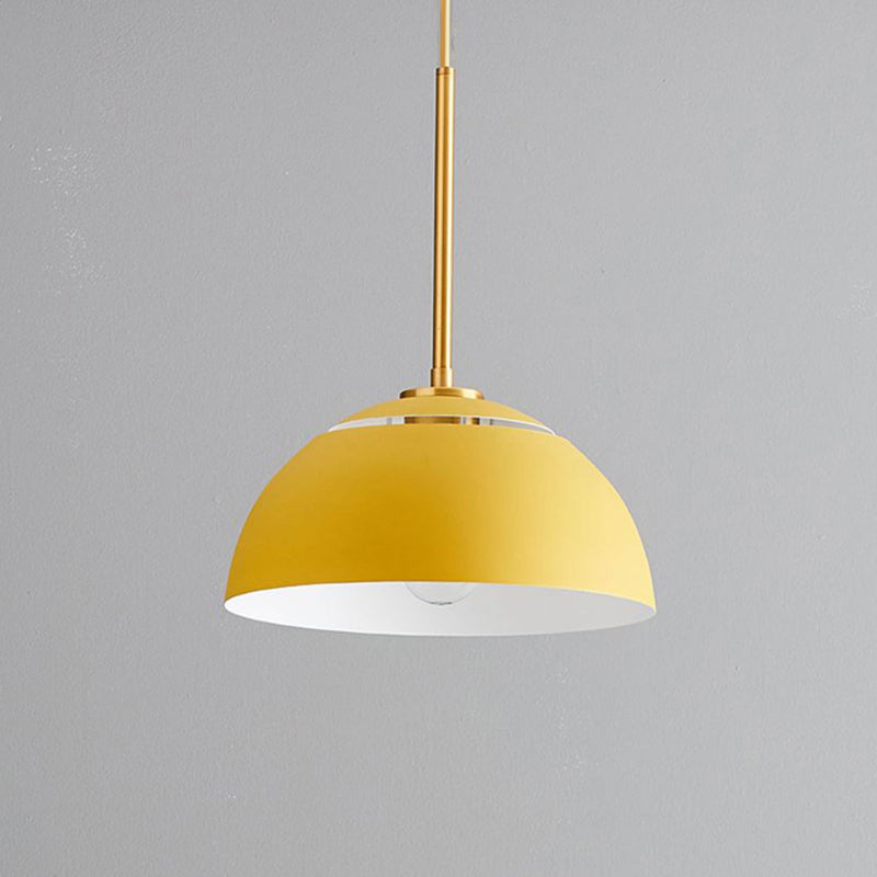 Macaron Domed Pendant Lamp Metal 1 Bulb Dining Room Suspension Light with Vent Design