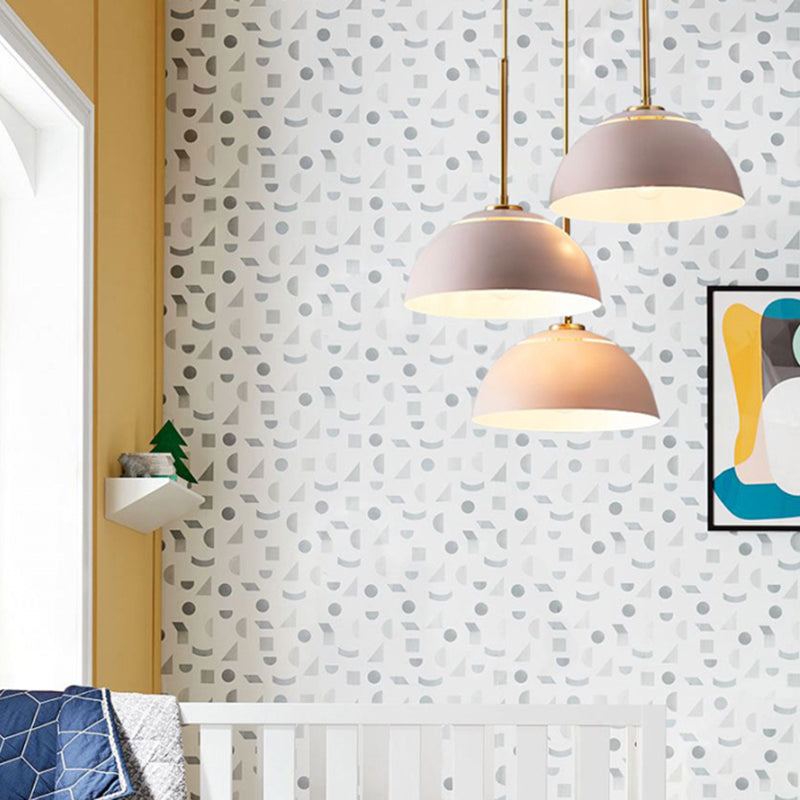 Macaron Domed Pendant Lamp Metal 1 Bulb Dining Room Suspension Light with Vent Design