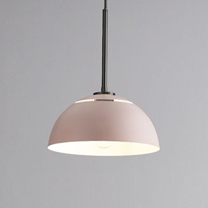 Macaron Domed Pendant Lamp Metal 1 Bulb Dining Room Suspension Light with Vent Design