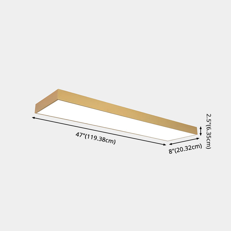 Rectangular Wood Flush Mount 1-Light Modern Ceiling Light Fixture for Office