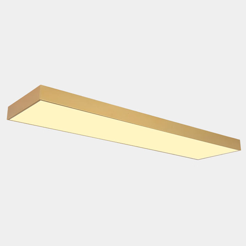 Rectangular Wood Flush Mount 1-Light Modern Ceiling Light Fixture for Office