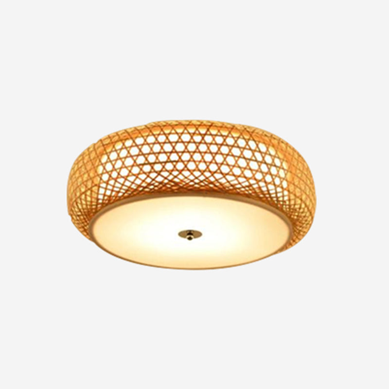 Japanese Bamboo Flush Mount Lighting 1-Light Ceiling Light Fixture for Tea-house