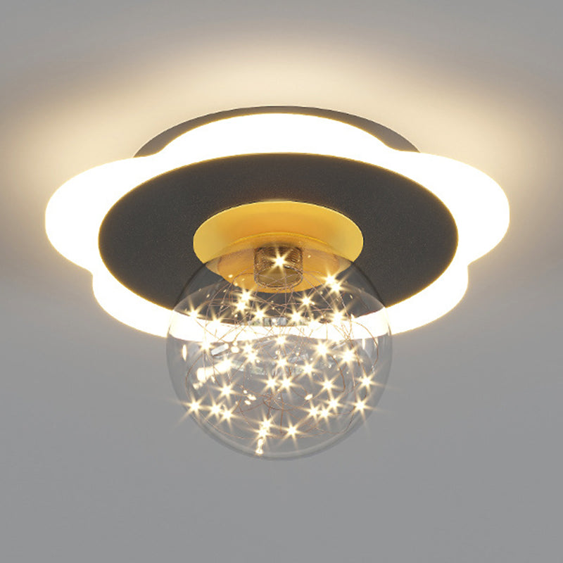 Clear Glass Globe Flush Mount Light LED Light Creative Bedroom Lighting Fixture