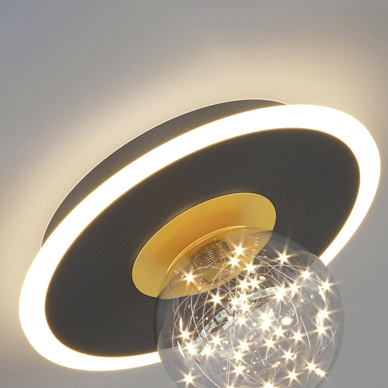 Clear Glass Globe Flush Mount Light LED Light Creative Bedroom Lighting Fixture