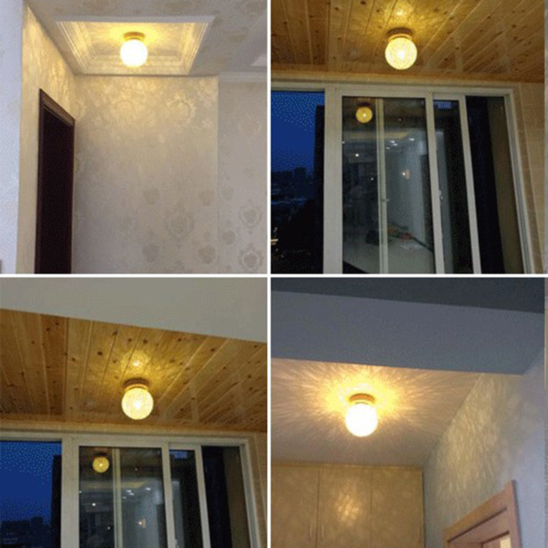 Azië-stijl lichtbeige inbouw 1-lichts rotan plafondlamp voor slaapkamer