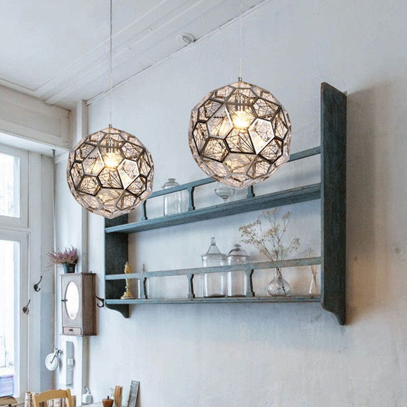 1 bulbe d'éclairage de suspension mondiale argent rural / or finition pendante en métal pour restaurant, 10 "/ 12" / 16 "W