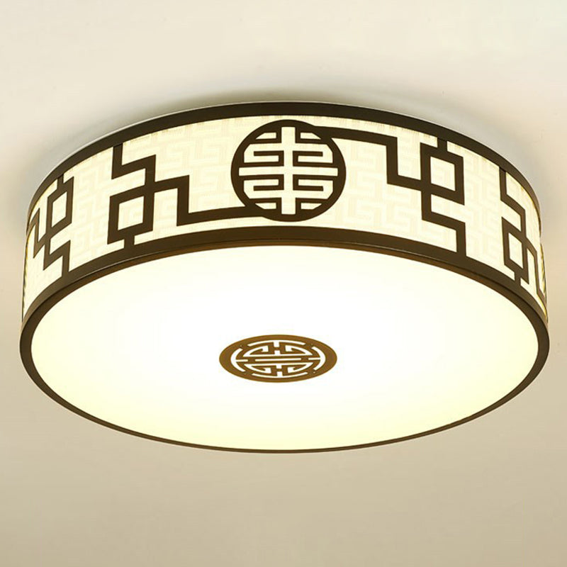 Cylindrical Wrought Iron Ceiling Fixture in Traditional Creative Style Fabrics Flush Mount for Dining Room
