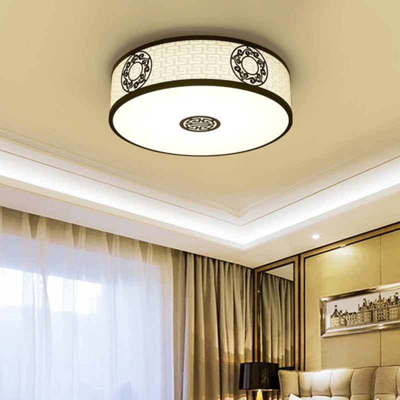 Cylindrical Wrought Iron Ceiling Fixture in Traditional Creative Style Fabrics Flush Mount for Dining Room