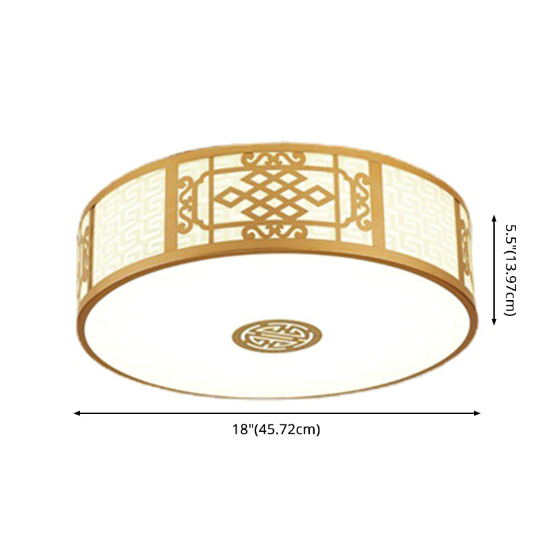 Cylindrical Wrought Iron Ceiling Fixture in Traditional Creative Style Fabrics Flush Mount for Dining Room