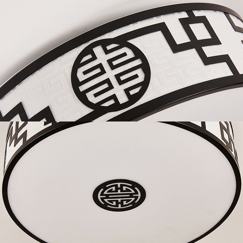 Cylindrical Wrought Iron Ceiling Fixture in Traditional Creative Style Fabrics Flush Mount for Dining Room