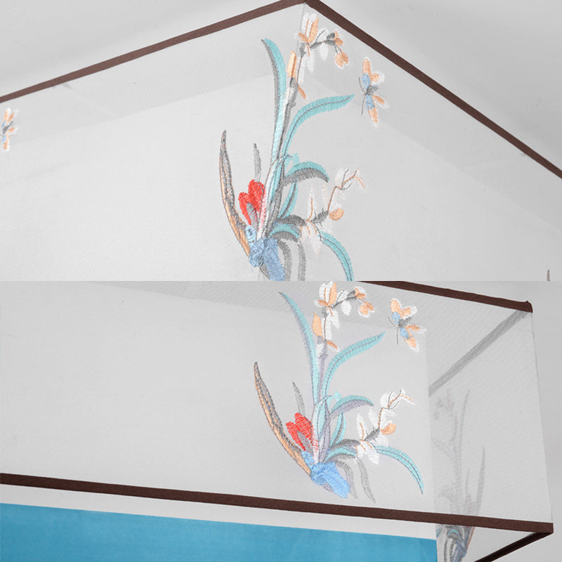 Geometric Wrought Iron Ceiling Light in Traditional Simplicity Fabrics Indoor Flush Mount with Ceramic Flower Decoration