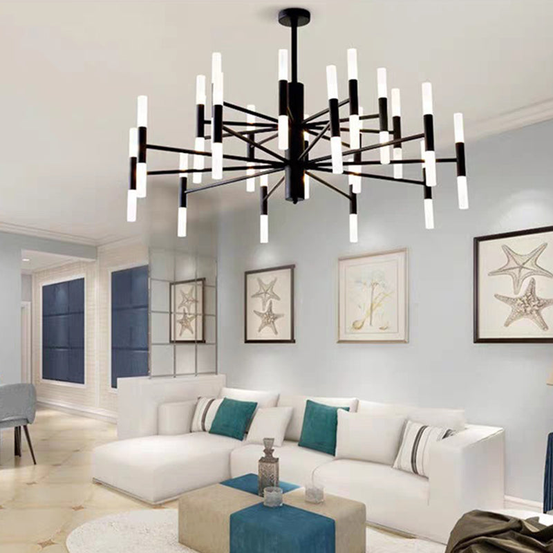 Acrylic Cylindrical Pendant Chandelier Modern-Style Hanging Chandelier for Living Room