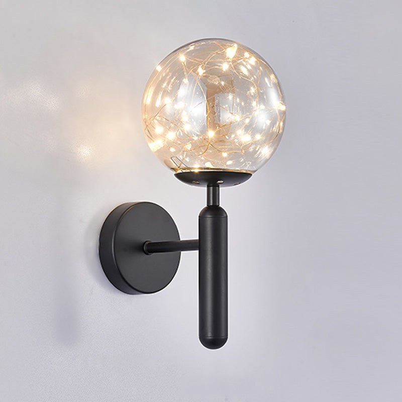 1-Lights Globe Glass Wall Light Nordic Style LED Lights String Wall Mount Lamp for Living Room Bedroom