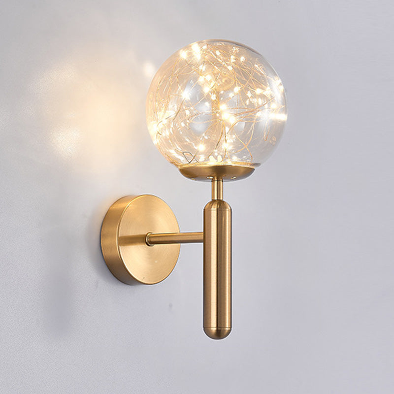 1-Lights Globe Glass Wall Light Nordic Style LED Lights String Wall Mount Lamp for Living Room Bedroom