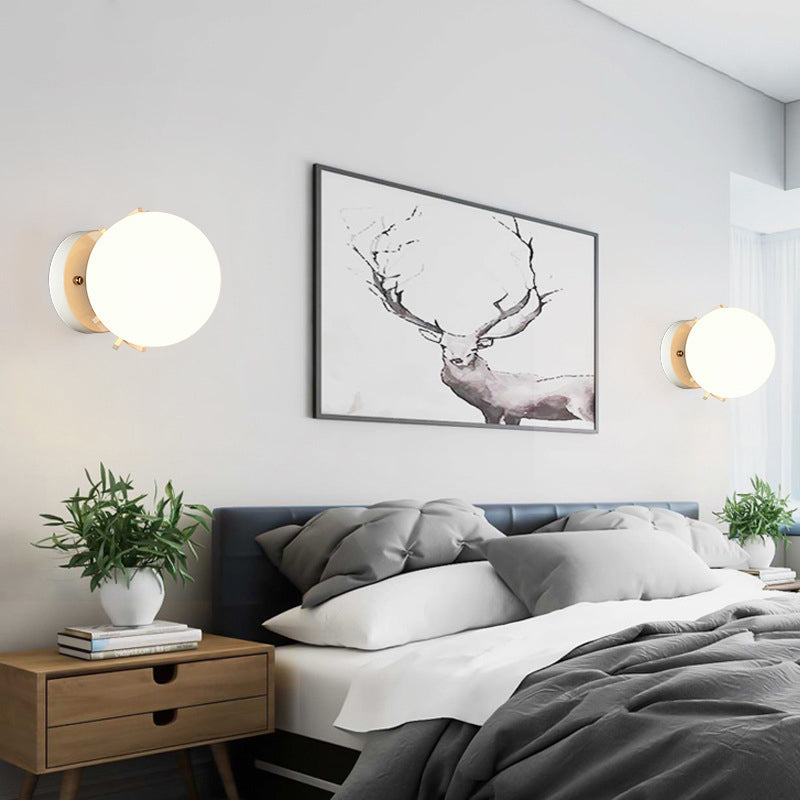 Modern Simplicity Indoor Wall Lamp 7.5" H Orb Glass Shade Mini Sconce Light for Bedroom