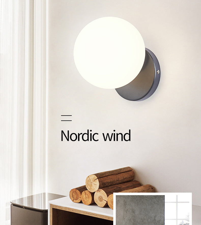 Modern Simplicity Indoor Wall Lamp 7.5" H Orb Glass Shade Mini Sconce Light for Bedroom