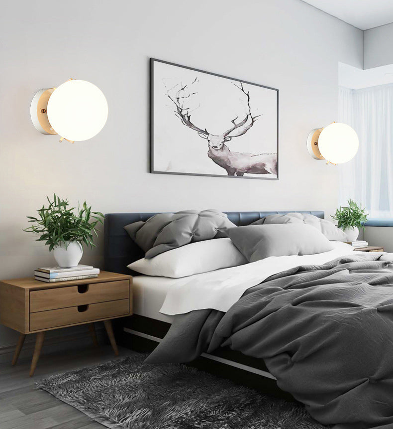 Modern Simplicity Indoor Wall Lamp 7.5" H Orb Glass Shade Mini Sconce Light for Bedroom