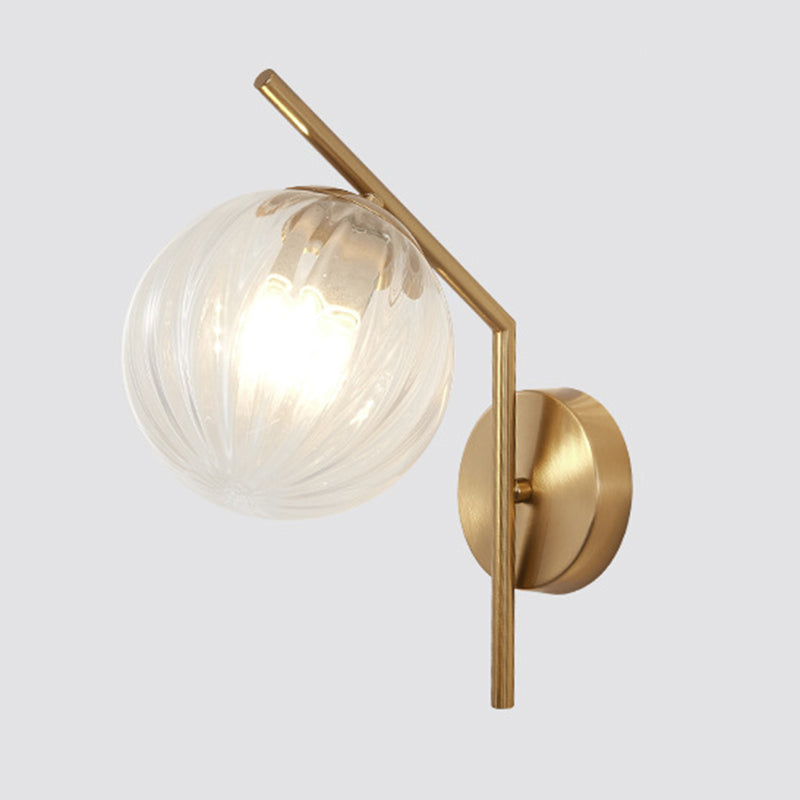 13" H Minimalism Glass Orb Wall Mount Lamp 1-Light Nordic Style Sconce Lighting with Electroplating Metal Base