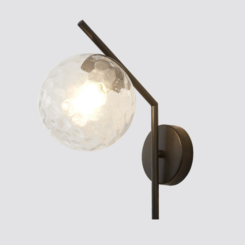 13" H Minimalism Glass Orb Wall Mount Lamp 1-Light Nordic Style Sconce Lighting with Electroplating Metal Base
