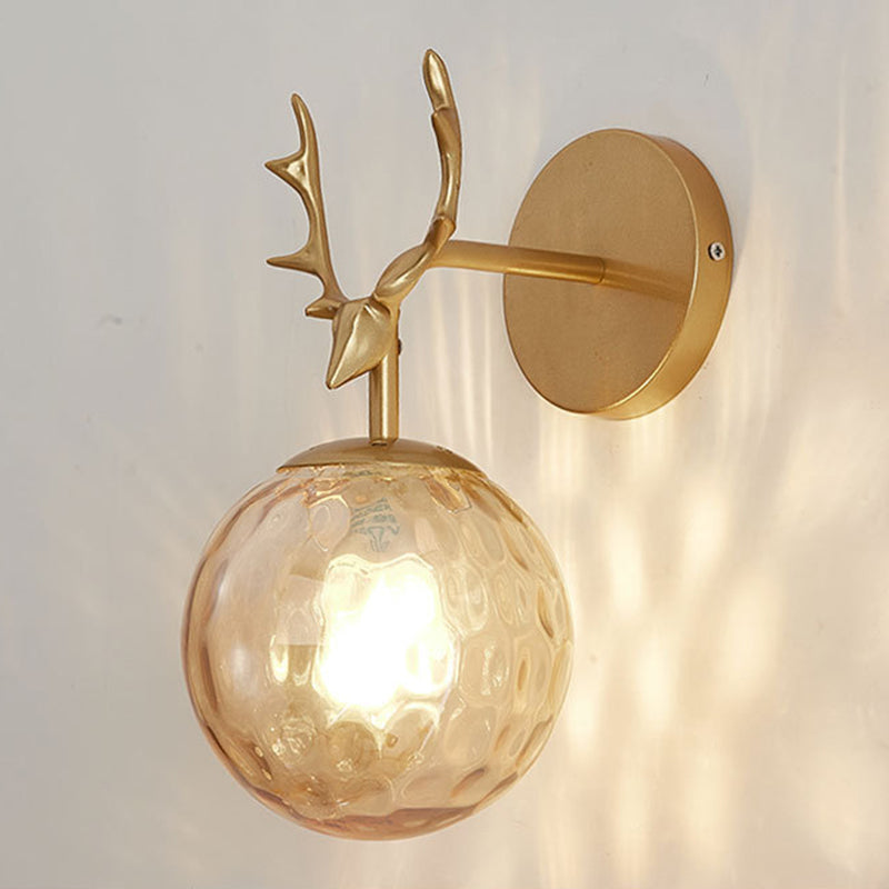 Antler in metallo Design Lampada da muro a parete Simplicità Nordic Orb Glass Sconce Lights per soggiorno corridoio