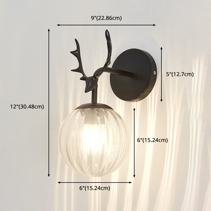 Antler in metallo Design Lampada da muro a parete Simplicità Nordic Orb Glass Sconce Lights per soggiorno corridoio