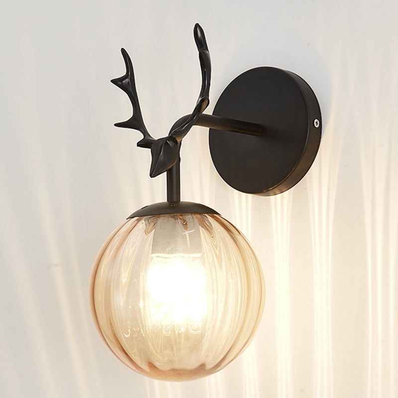 Antler in metallo Design Lampada da muro a parete Simplicità Nordic Orb Glass Sconce Lights per soggiorno corridoio