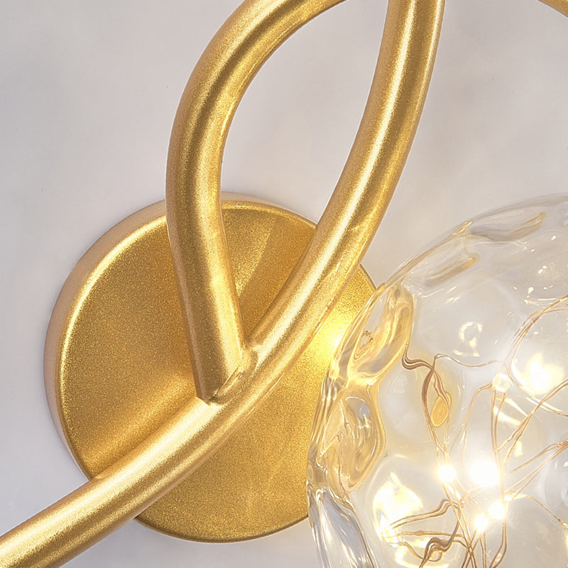 2-Lights Branch Metal Arm Sconce Lights Globe Glass Shade Nordic Style LED Wall Mount Lamp