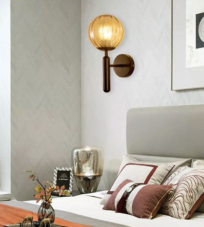 Glass Globe Shade Wall Light Fixture Nordic Style 1 Lights Wall Mount Lamp for Living Room Bedroom