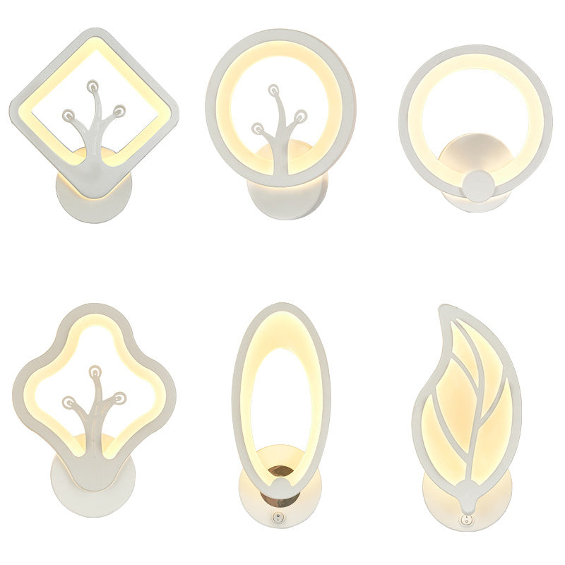 White Simplicity Acrylic LED Wall Lamp Contemporary Style Living Room Hallway Sconce Light