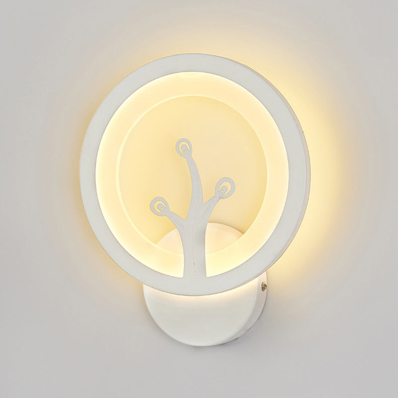 White Simplicity Acrylic LED Wall Lamp Contemporary Style Living Room Hallway Sconce Light