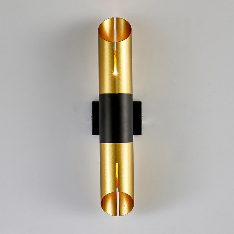 Frosted Gold Post-modern Style Wall Lamp 14" H Tube Shaped Metal Sconce Lights for Aisle Corridor