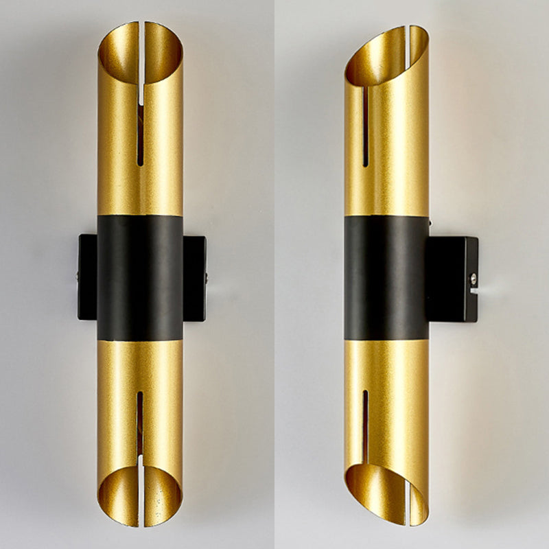 Frosted Gold Post-modern Style Wall Lamp 14" H Tube Shaped Metal Sconce Lights for Aisle Corridor