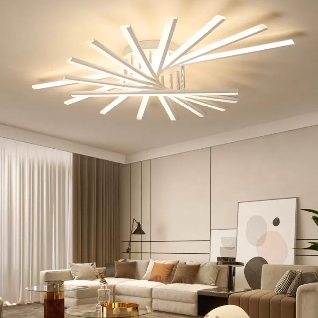 Acrylic Living Room LED Flush Ceiling Lights Linear Modern Style Flush Mount