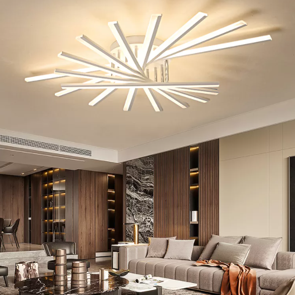 Acrylic Living Room LED Flush Ceiling Lights Linear Modern Style Flush Mount