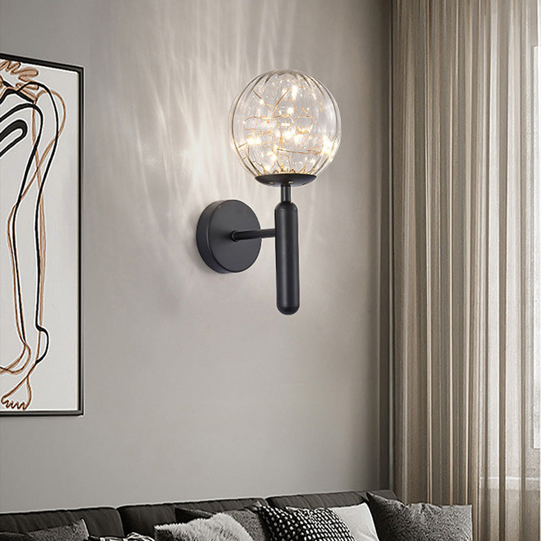 1-Lights Globe Glass Wall Light Nordic Style LED Lights String Wall Mount Lamp for Living Room Bedroom