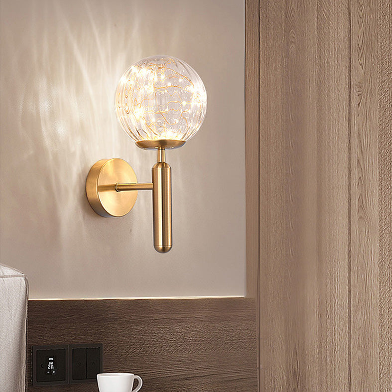 1-Lights Globe Glass Wall Light Nordic Style LED Lights String Wall Mount Lamp for Living Room Bedroom