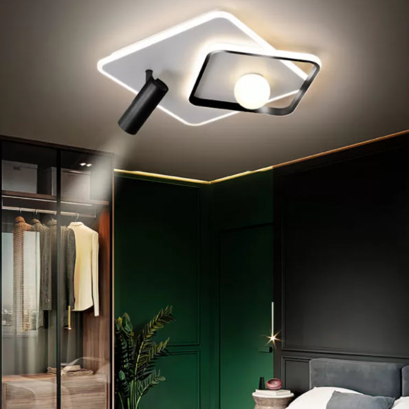 Modern Style Metal Ceiling Mounted Fixture Bedroom Flush Light with 1 Spotlight