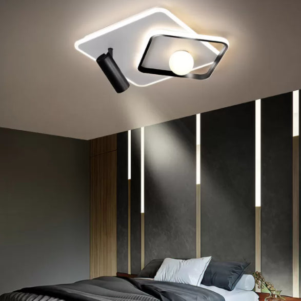 Modern Style Metal Ceiling Mounted Fixture Bedroom Flush Light with 1 Spotlight
