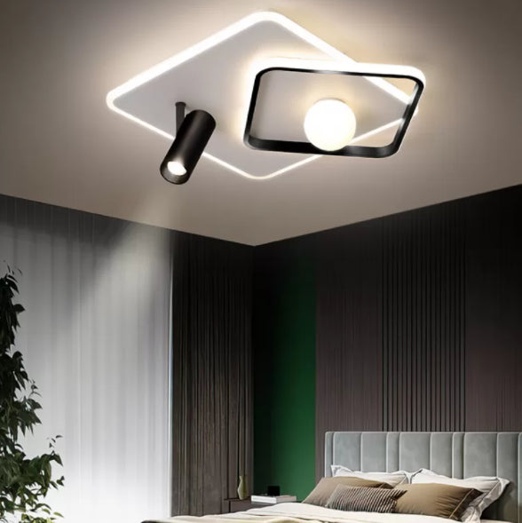 Modern Style Metal Ceiling Mounted Fixture Bedroom Flush Light with 1 Spotlight
