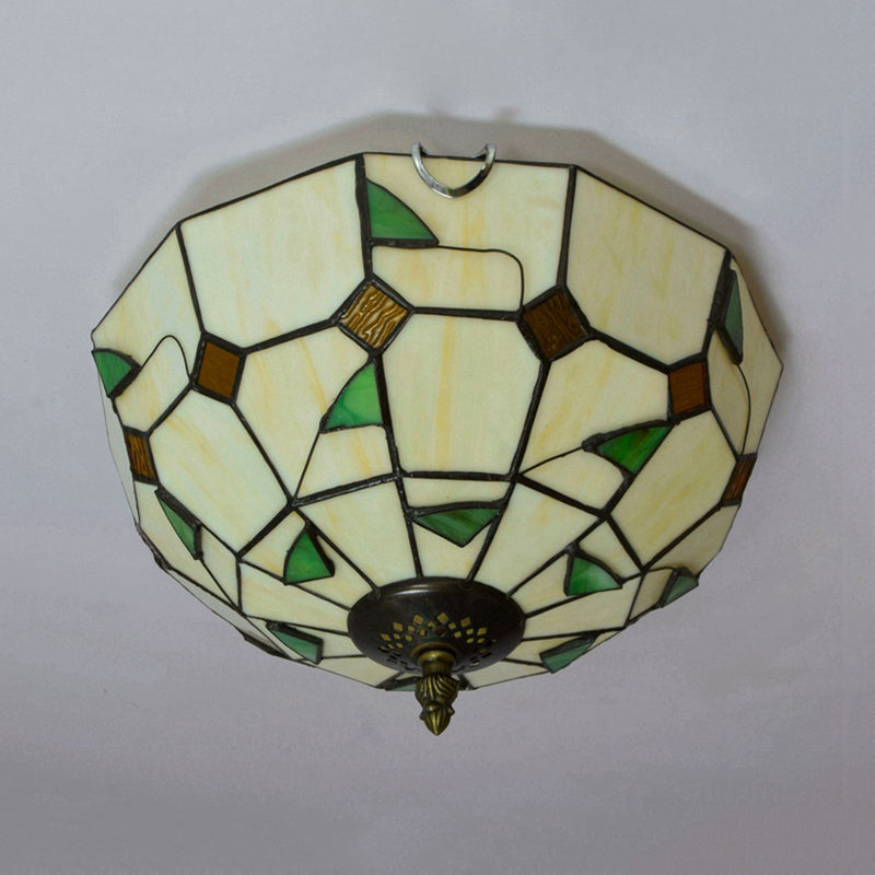 12"/16" W weiße Kuppel-Deckenleuchte Tiffany 2/3 Glühbirnen Mehrfarbige Buntglas-Unterputzbeleuchtung