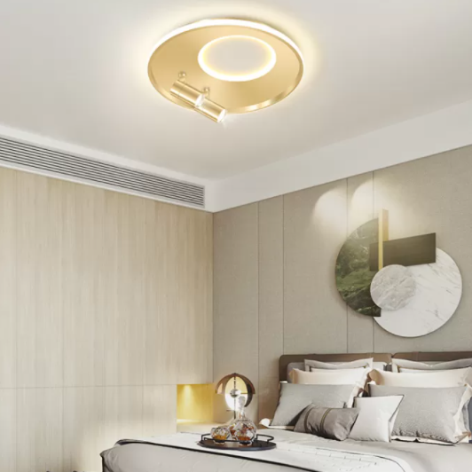 New Modern LED Flush Ceiling Lights Iron Circular Flush Mount Lamp with 2 Spotlights