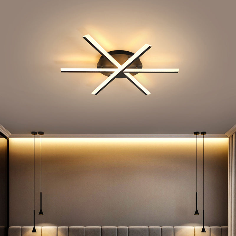 Modern Strips Semi Flush Ceiling Lights Metal Semi Flush Mount Ceiling Light for Bedroom