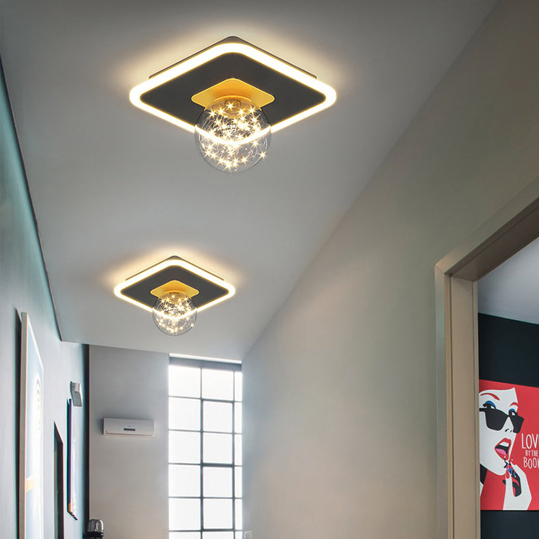 Clear Glass Globe Flush Mount Light LED Light Creative Bedroom Lighting Fixture